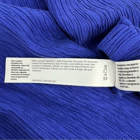 New Eileen Fisher Woven Plisse Wide Leg Ankle Pant Size L Blue $188 - Picture 10 of 15